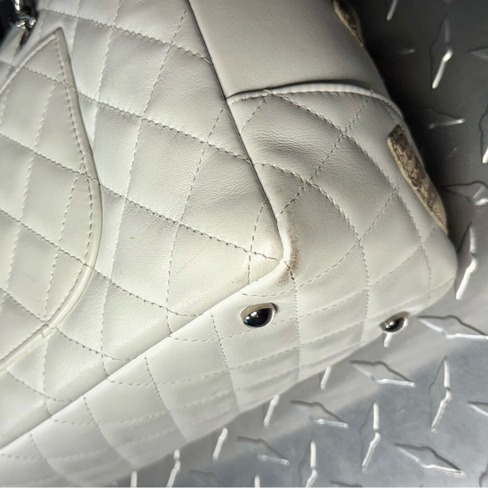 Chanel Vintage Python Cambon Ligne Bowler in White - Picture 6 of 12
